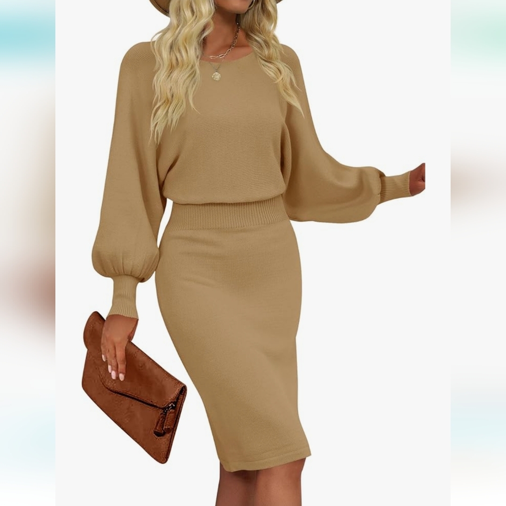 Mirol  Tan Sweater Dress  NWT